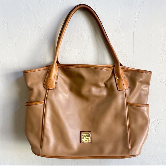 Dooney & Bourke Florentine Kristen Fawn Camel Tan Leather Tote Bag - Picture 1 of 7